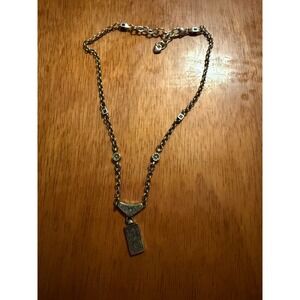 Brighton Fortuno Retired Brown Black Silver Pendant Necklace Scroll Floral Heart